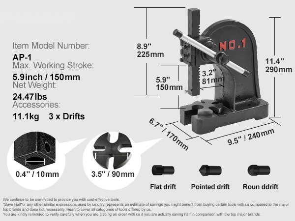 Käsiprässi työpöydällä