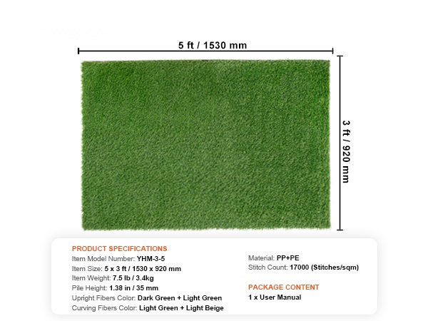 Tekoheinämaton mitat ja yksityiskohdat