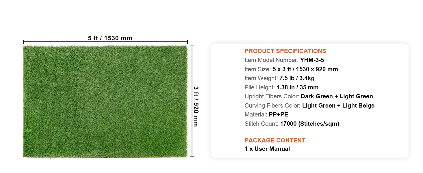 Tekoheinämaton mittatiedot