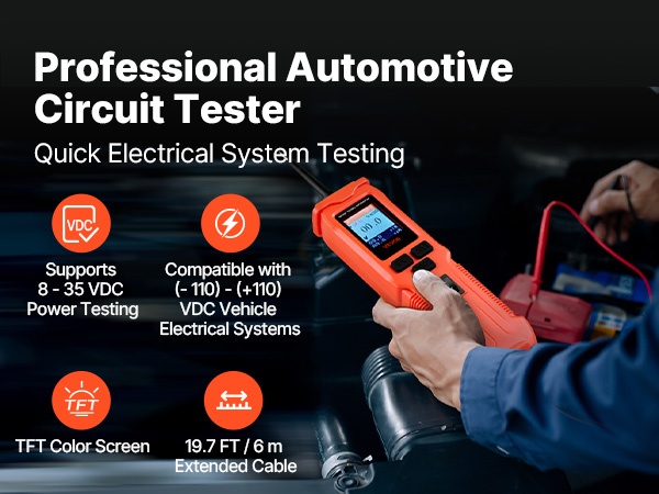 Auton virtapiiritesteri käytössä