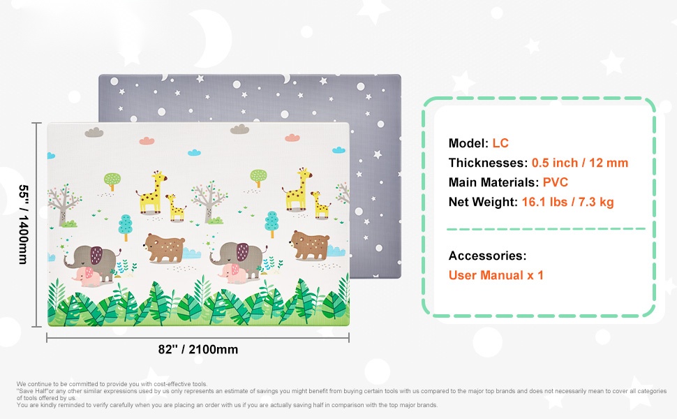 Suuri yksiöinen leikkimatto lapsen leikkihetkiin