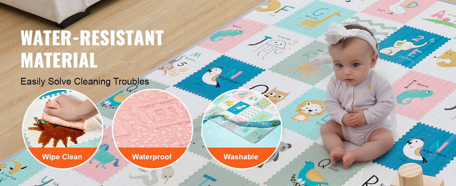 Vesitiivis ja helposti puhdistettava leikkimatto