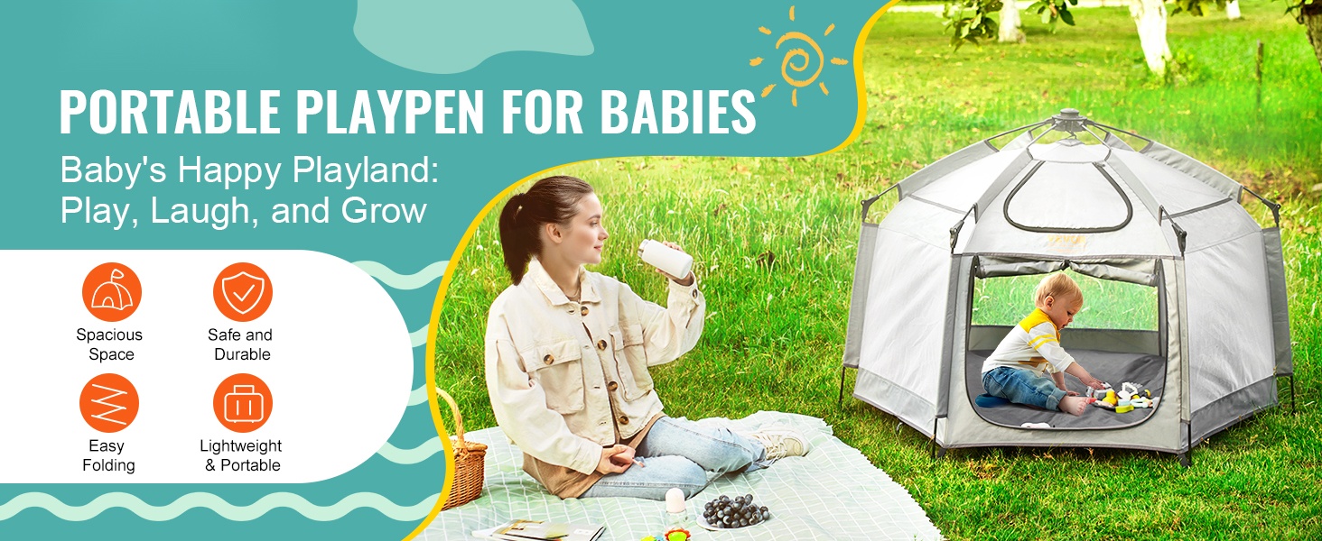 Vauvan leikkikehä katoksella