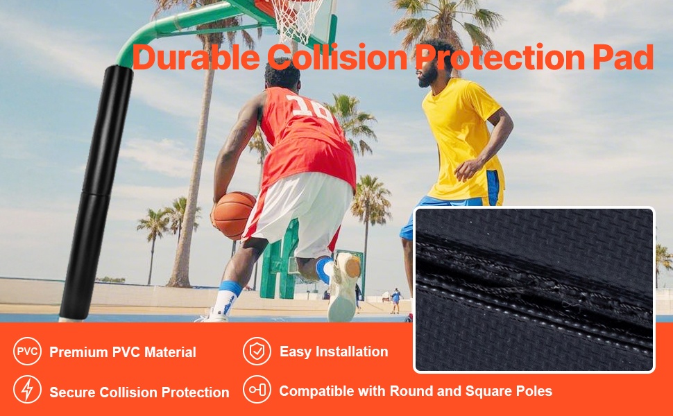Koripallotelineen pehmustettu tolppasuoja, kestävä PVC-pinta
