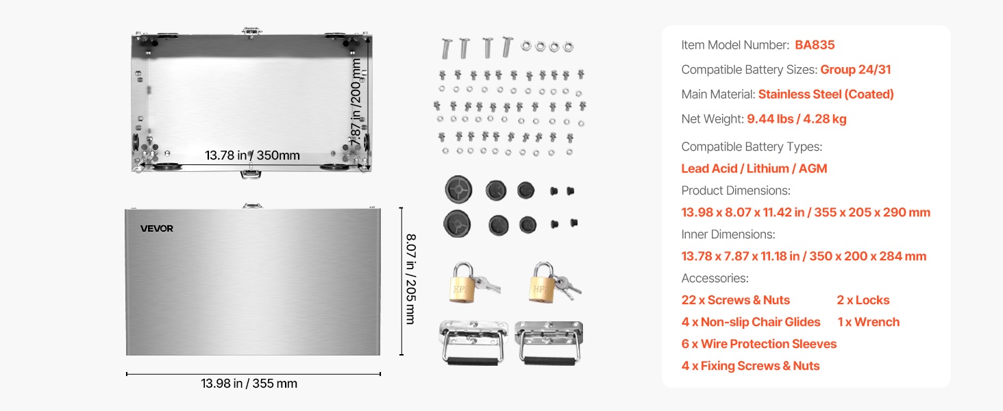 Akkuboxin mitat ja muoto