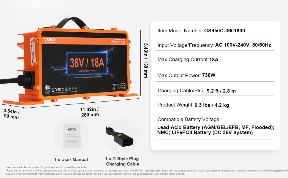 36V golfkärryn akkulaturin yleiskuva