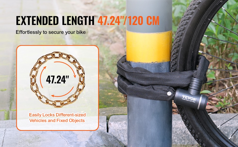 Pitkä polkupyörän ketjulukko