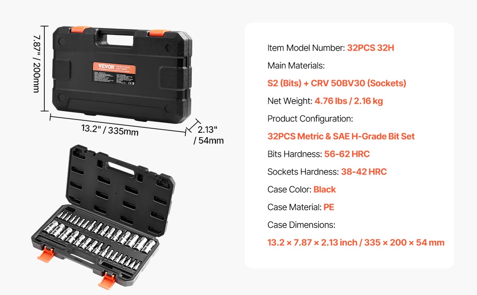 Täydellinen 60-osainen Torx-hylsysarja