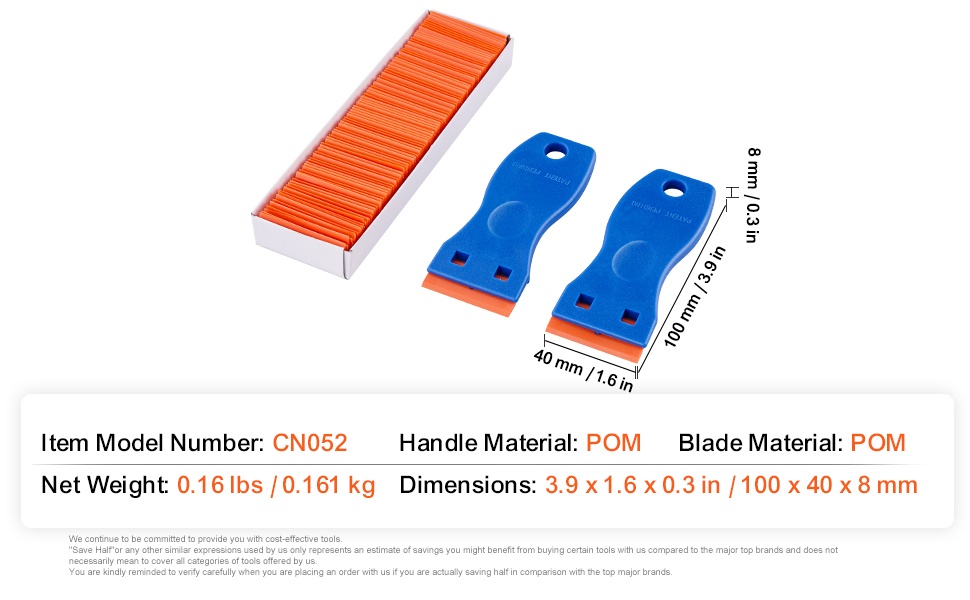 Teräkaapimen mitat ja rakenne