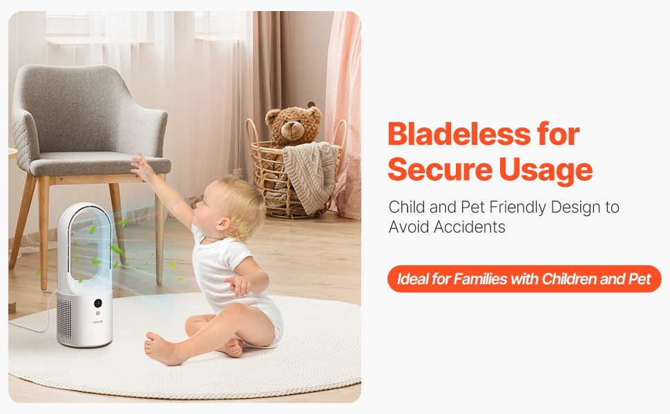 Helposti puhdistettava terätön tuuletin