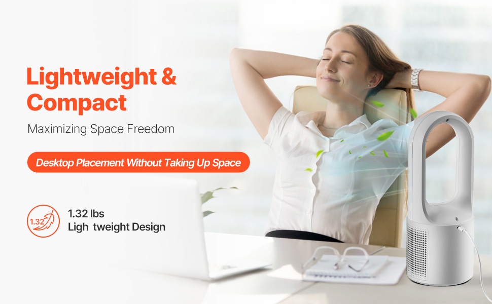 Kompakti terätön pöytätuuletin