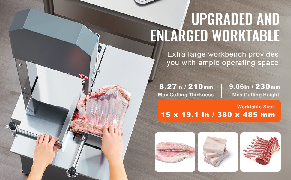 Luu- ja lihasahan ruostumaton työtaso mitta-asteikolla