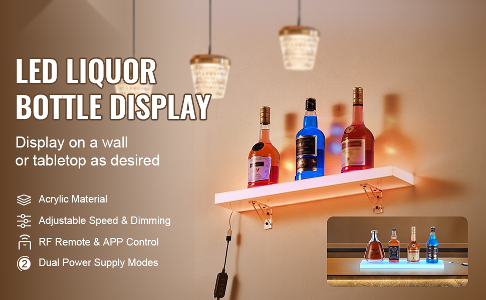 LED-valaistu pulloteline edestä