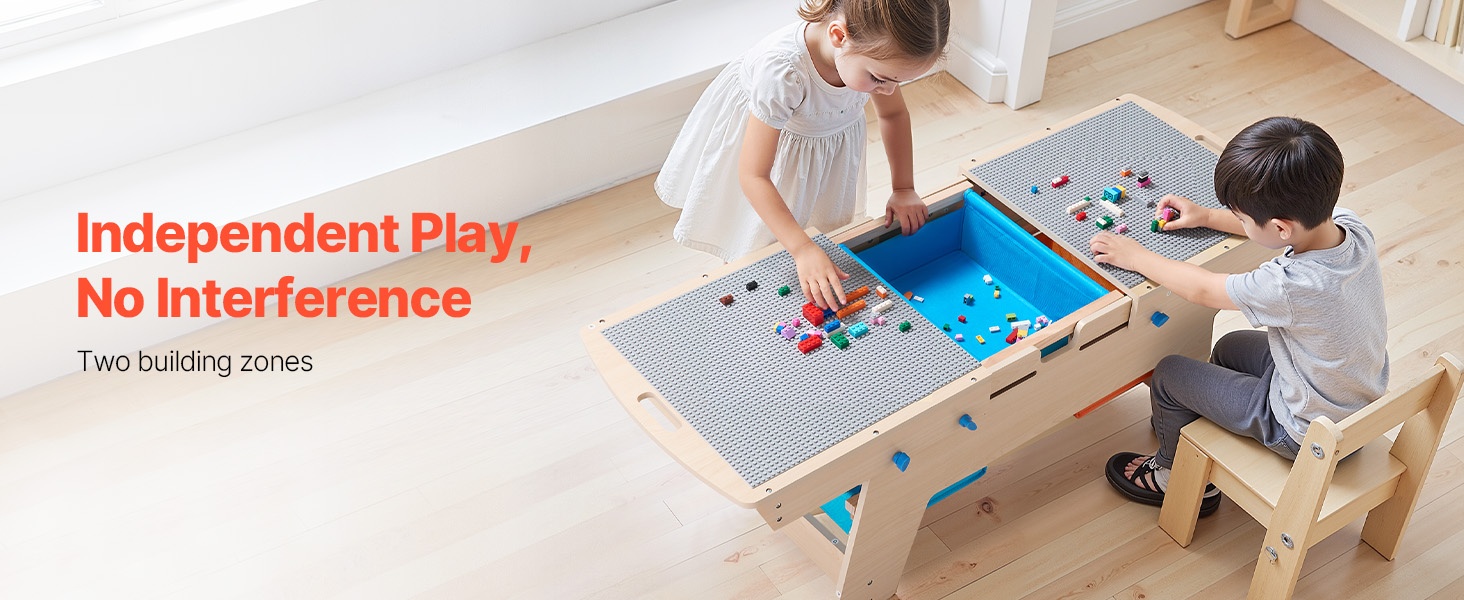 Kaksiosainen leikkialue lasten pöydässä