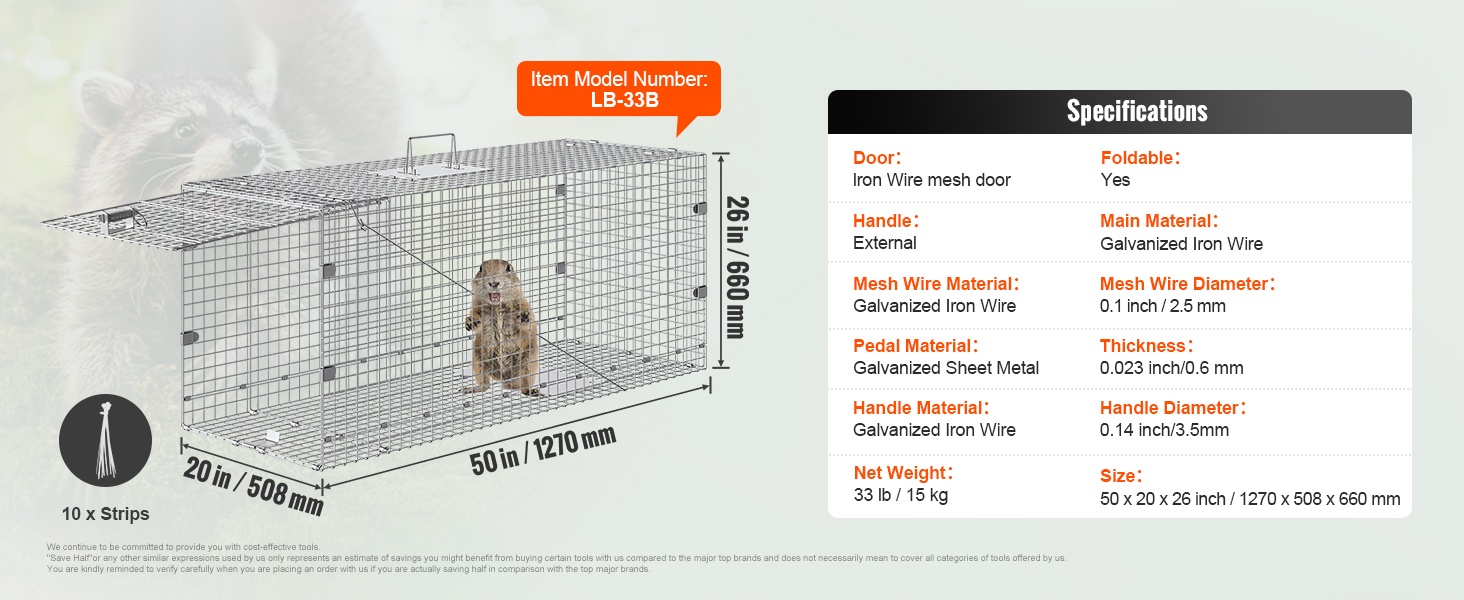 Eläinloukku mittasuhteet