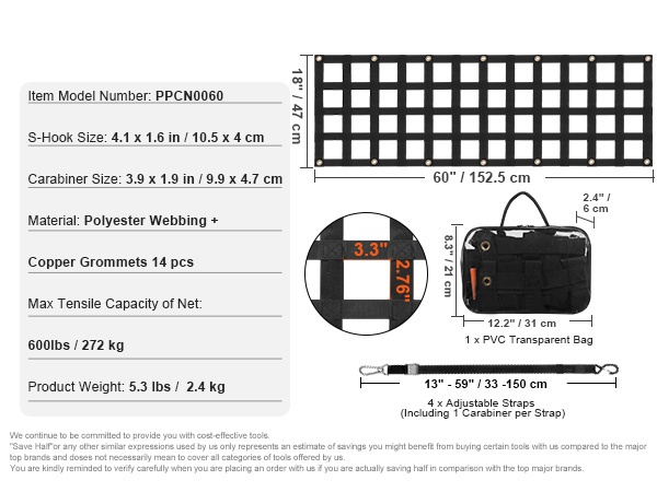 Kuormaverkon yksityiskohtaiset mitat
