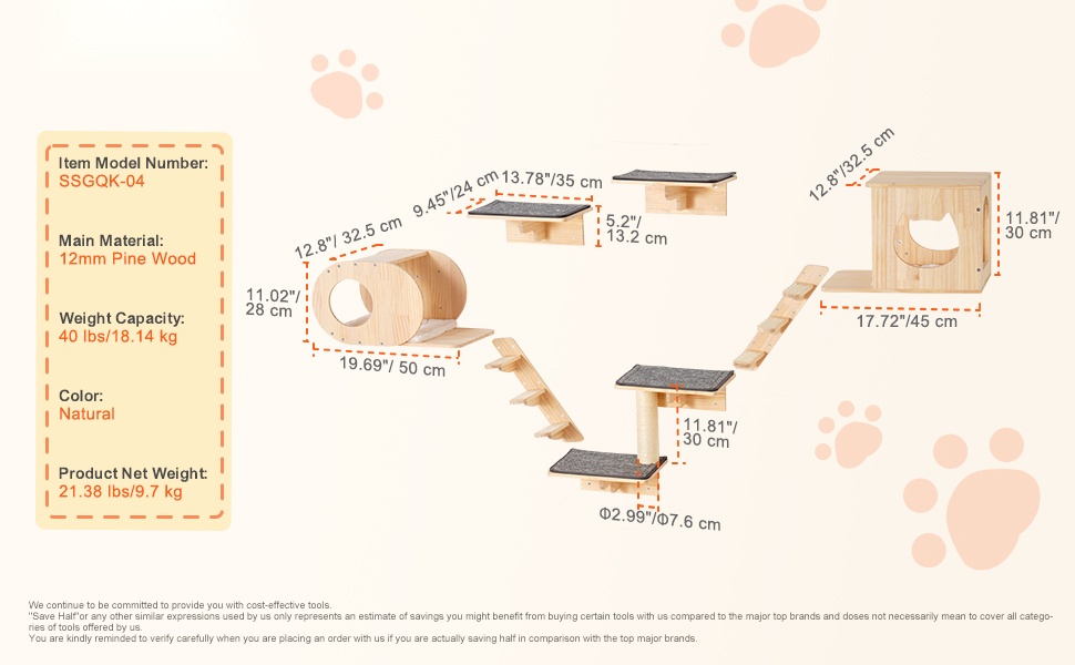 Täydellinen 9-osainen kissahyllysetti