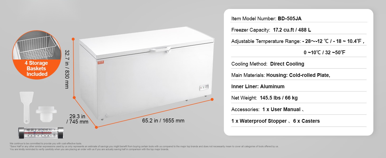 Arkkupakastin, tekniset tiedot