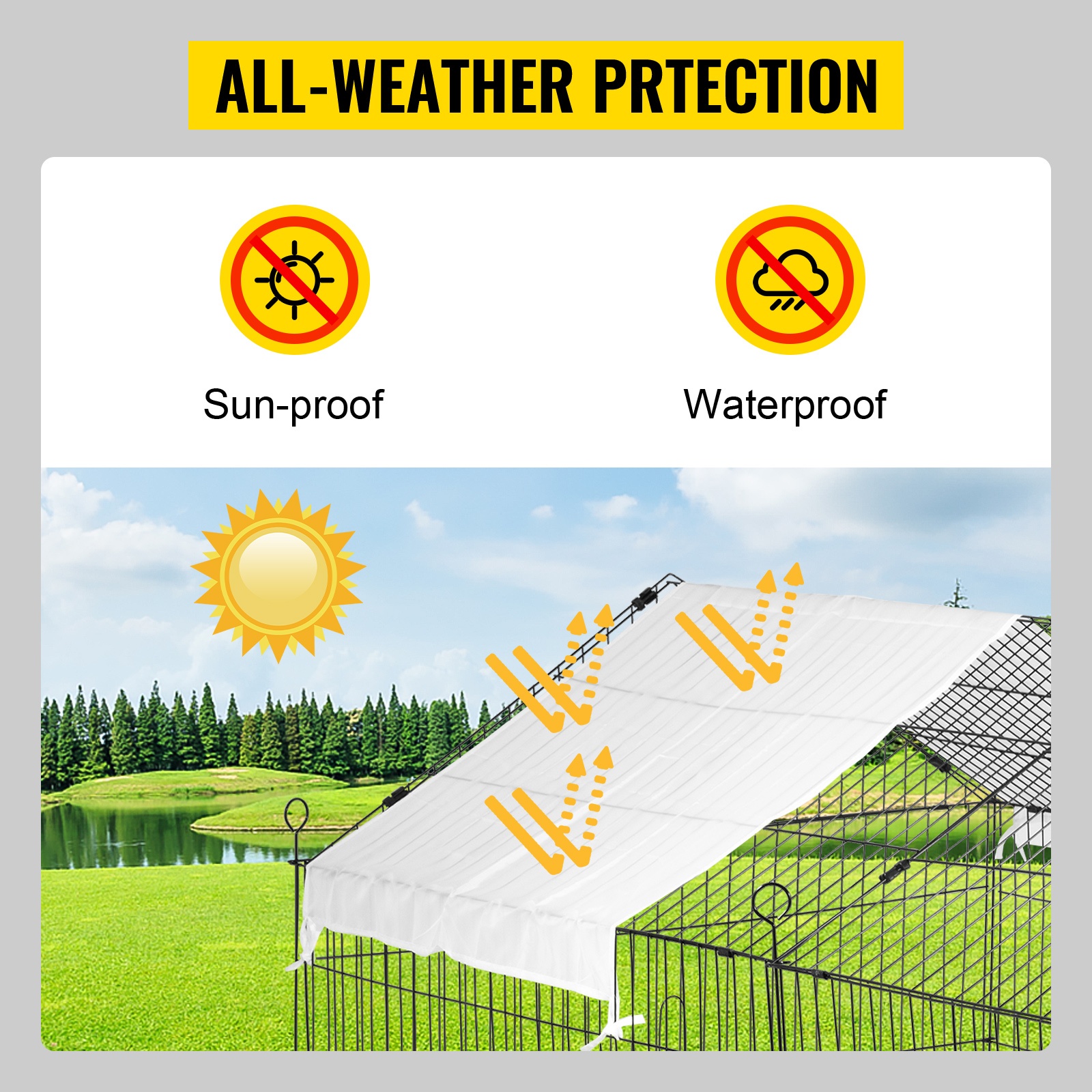Säänkestävä suojapeite häkin päällä