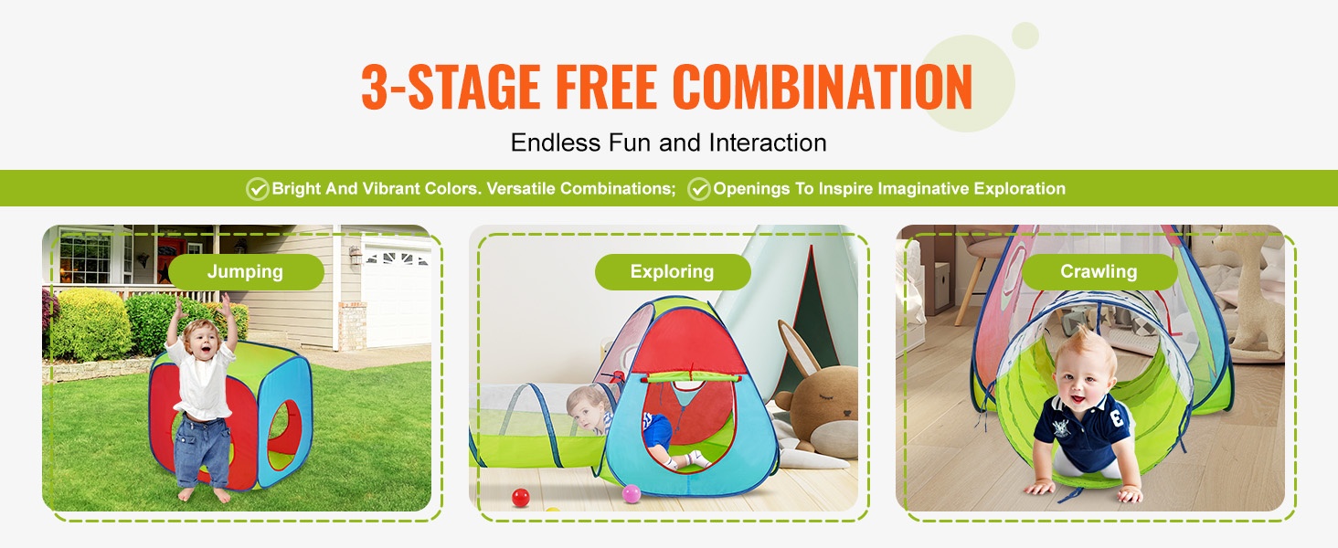 Tilava leikkitunneli eri kokoisille lapsille