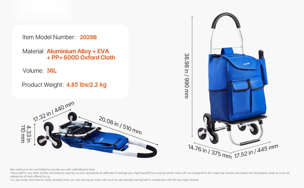 Portaikkokärryn mitat ja rakenne