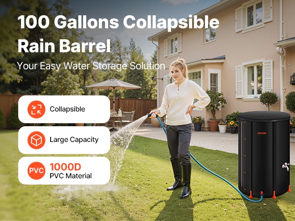 Taitettava sadevesitynnyri, musta väri