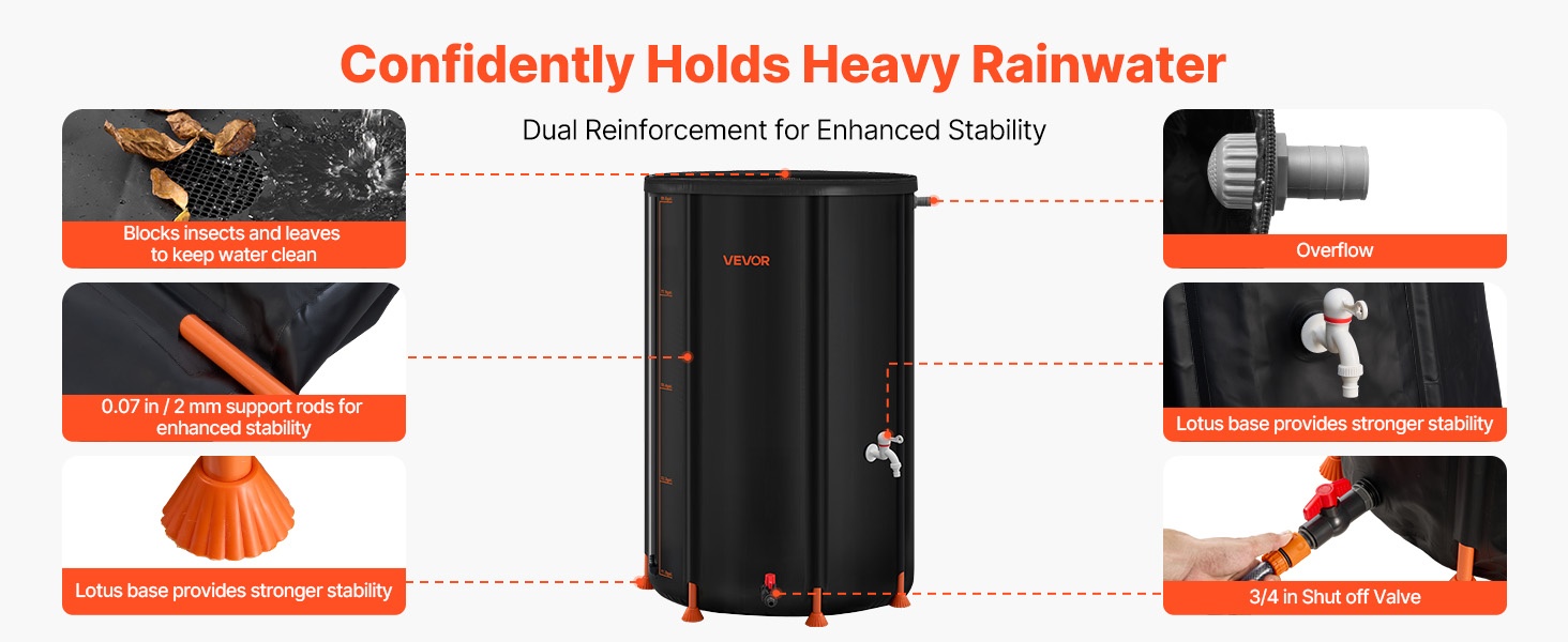 Lootuspohja ja tukitangot sadevesitynnyrissä