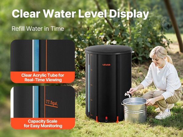 Vedenpinnan asteikko sadevesitynnyrissä