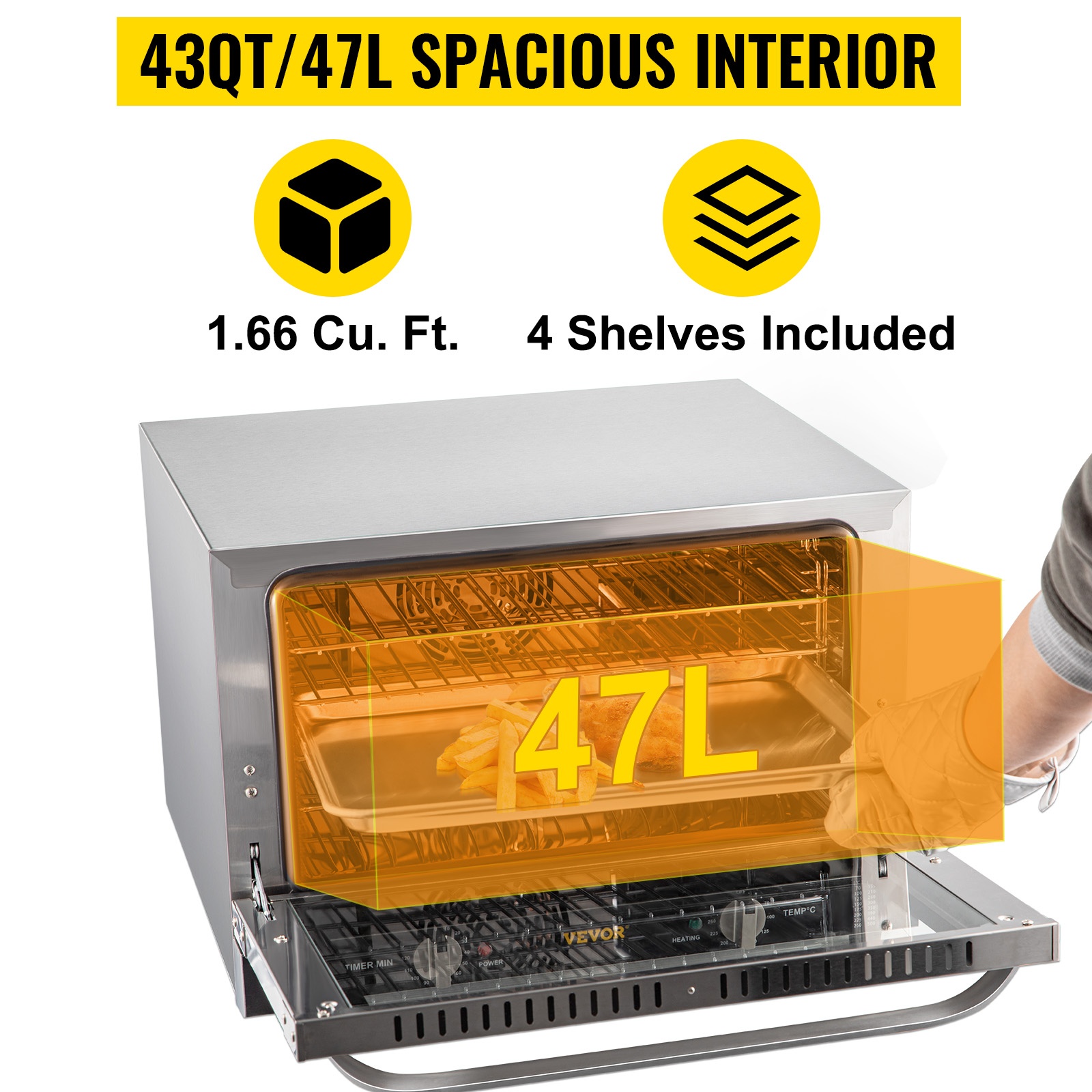 Uunin sisätila ja tasot