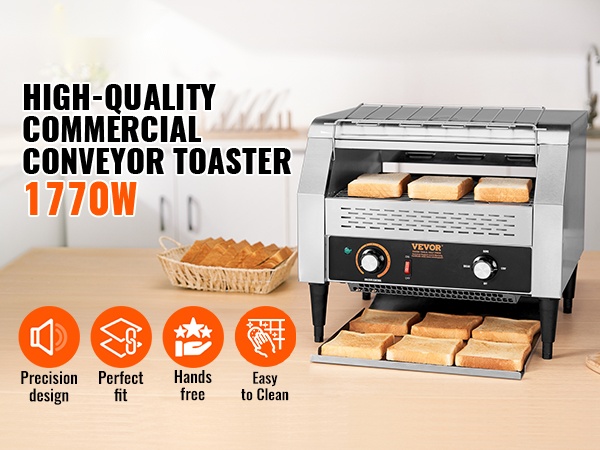 Kuljetinleivänpaahdin ruostumattomasta teräksestä