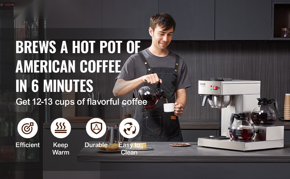 Kaupallinen suodatinkahvinkeitin, yleisnäkymä