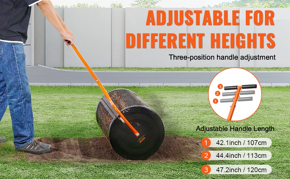 Säädettävä T-kahva kompostin levittimessä