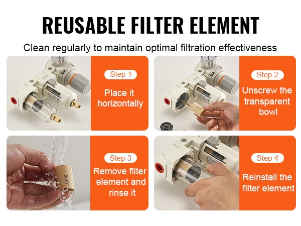 Suodatinelementin puhdistettavuus