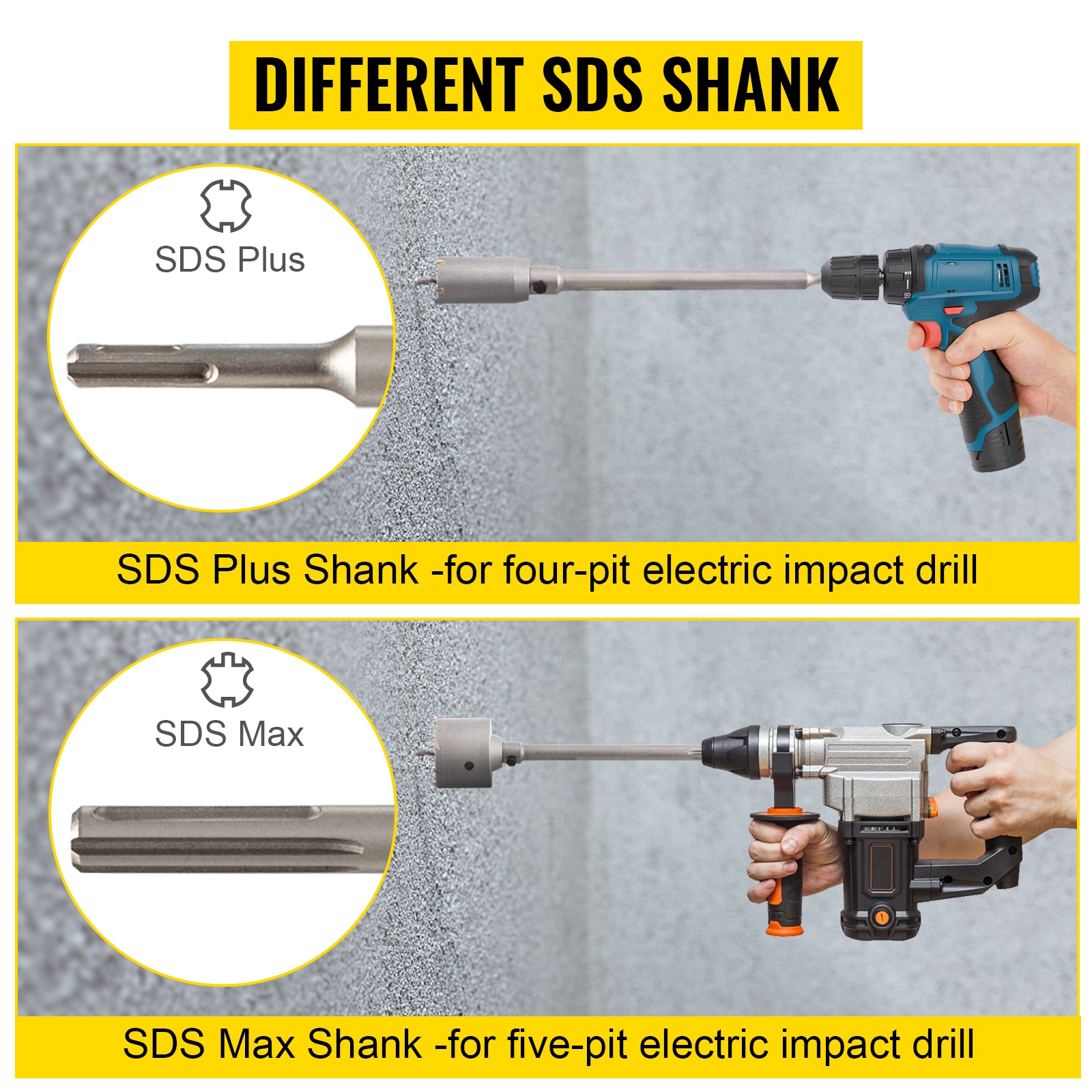 Eri SDS-kiinnitysvarret