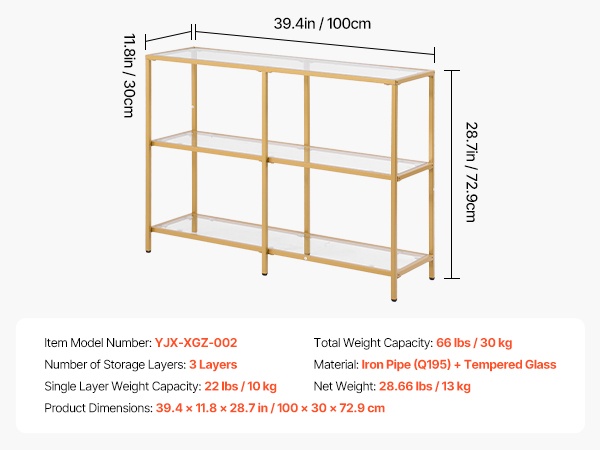 Konsolipöydän mittakuva
