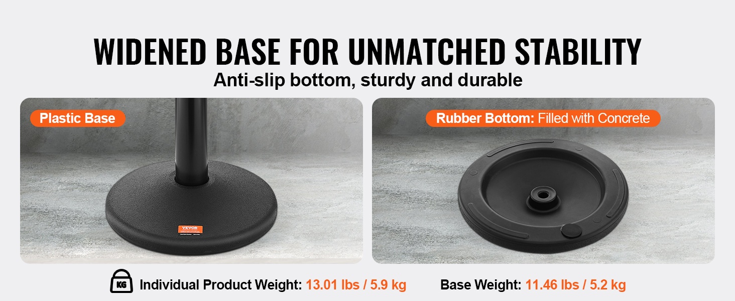 Betonitäytteinen jalusta ja liukuesteet