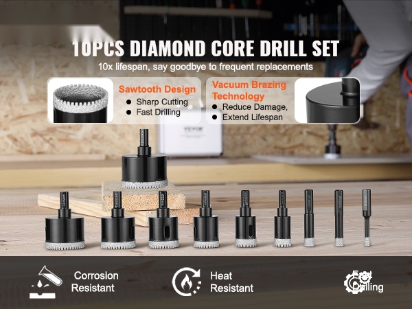 Timanttiporanteräsarja ja säilytyslaatikko