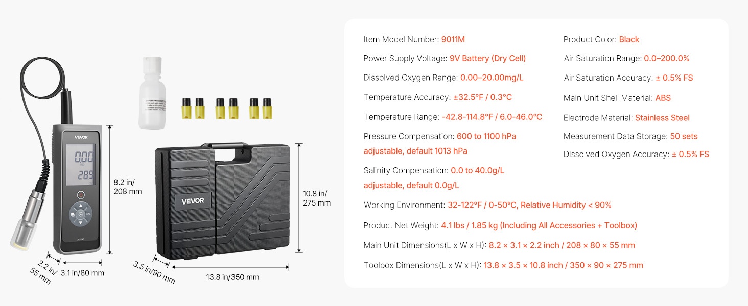 Liuenneen hapen mittarin kuljetuslaukku ja varusteet