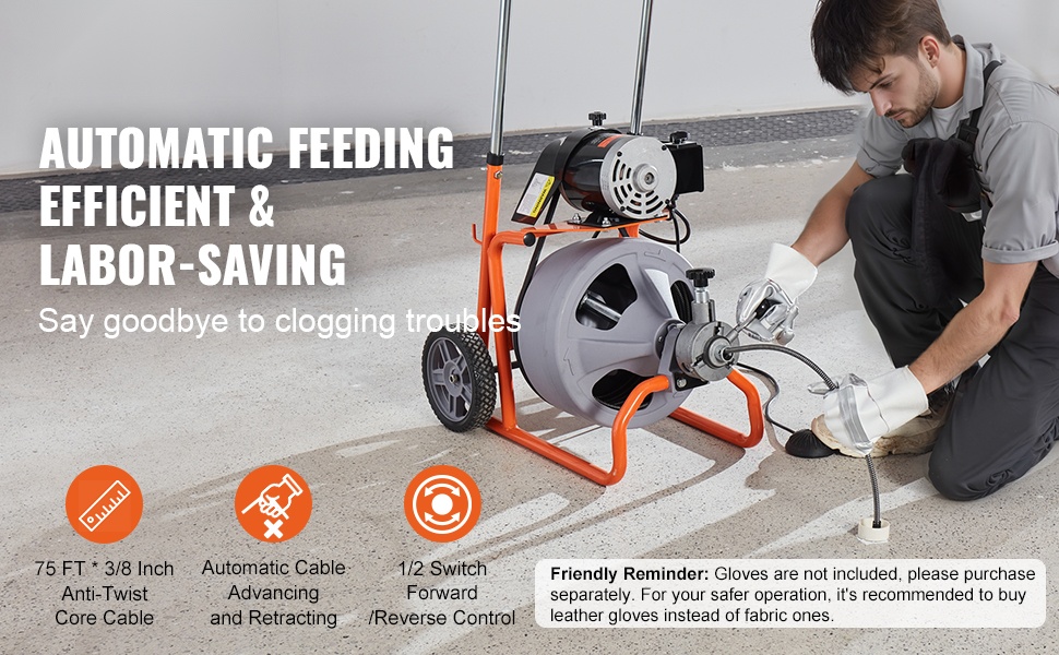 Viemärinavauskone 75 ft kaapelilla