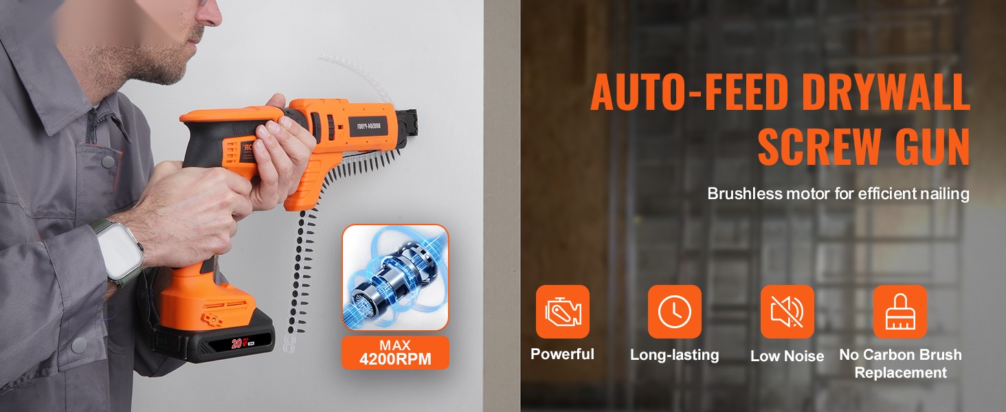 Akkukäyttöinen kipsilevyruuvinväännin automaattisyötöllä