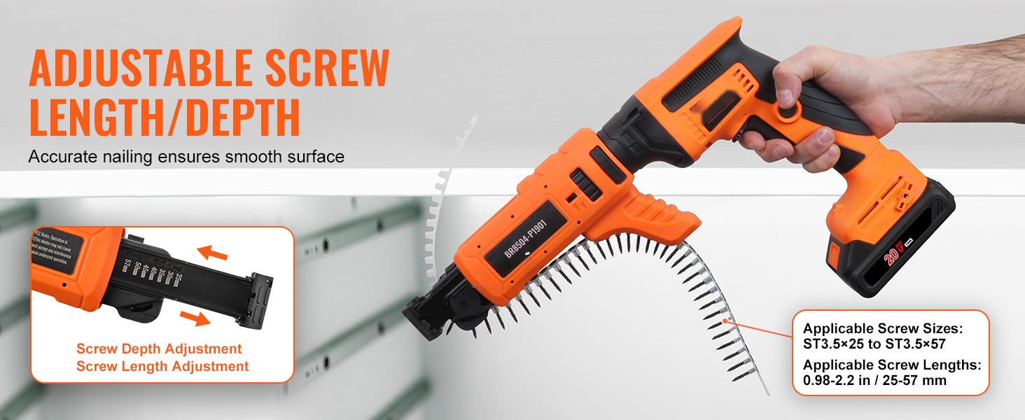 Säädettävä ruuvin pituus ja syvyys