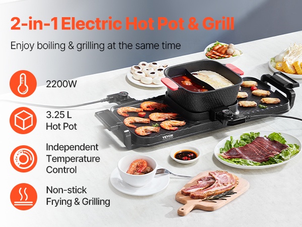 Sähköinen hot pot ja grilli käytössä