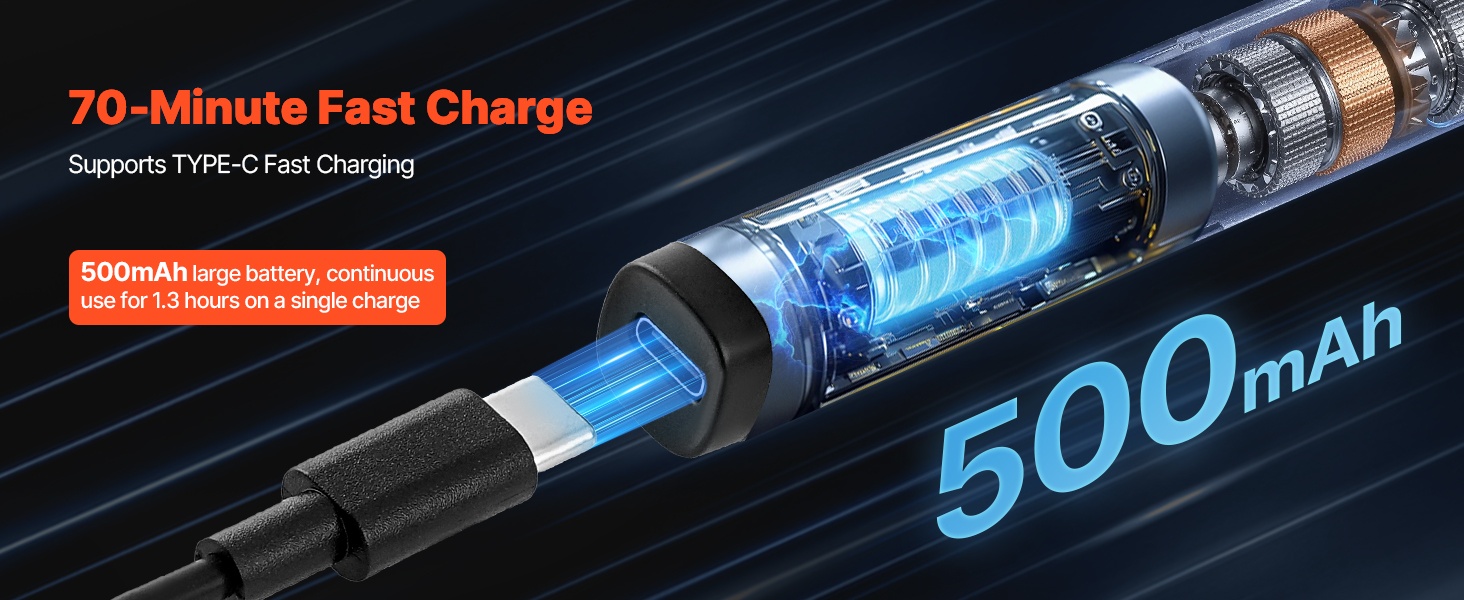 Johdoton ruuvimeisseli ja Type-C-lataus