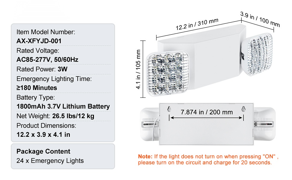 Hätävalaisinsarja, 12 kappaletta