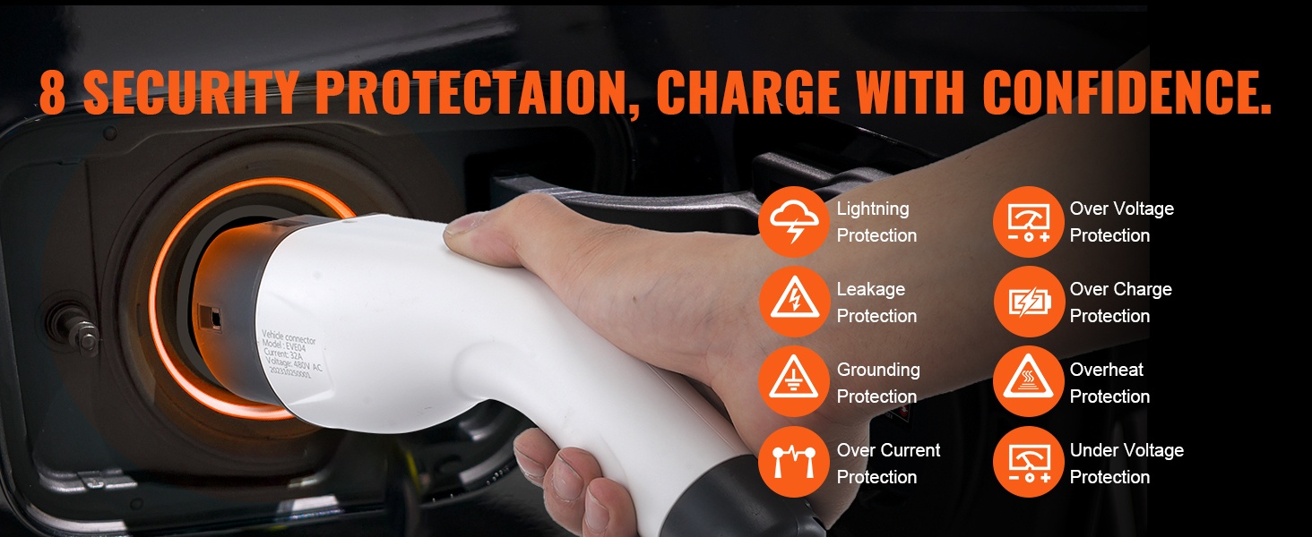 Turvatoiminnoilla varustettu EV-laturi