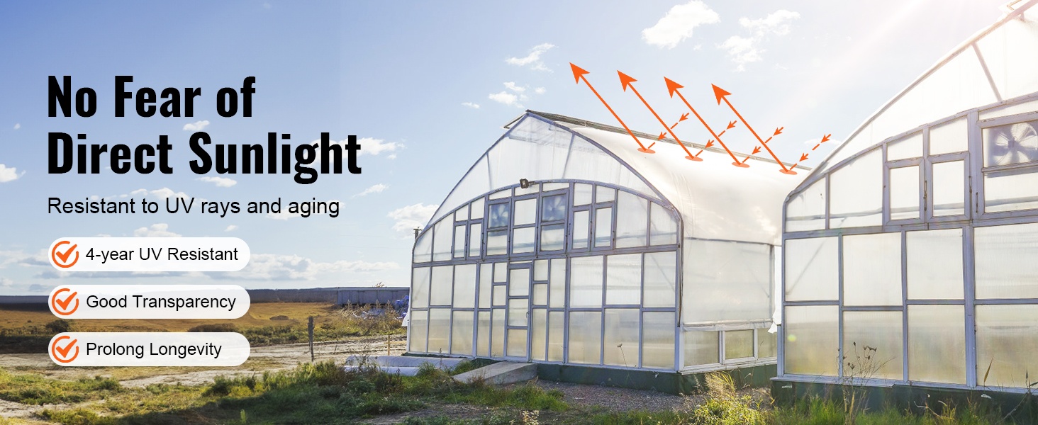 UV-suojattu kasvihuonekalvo käytössä