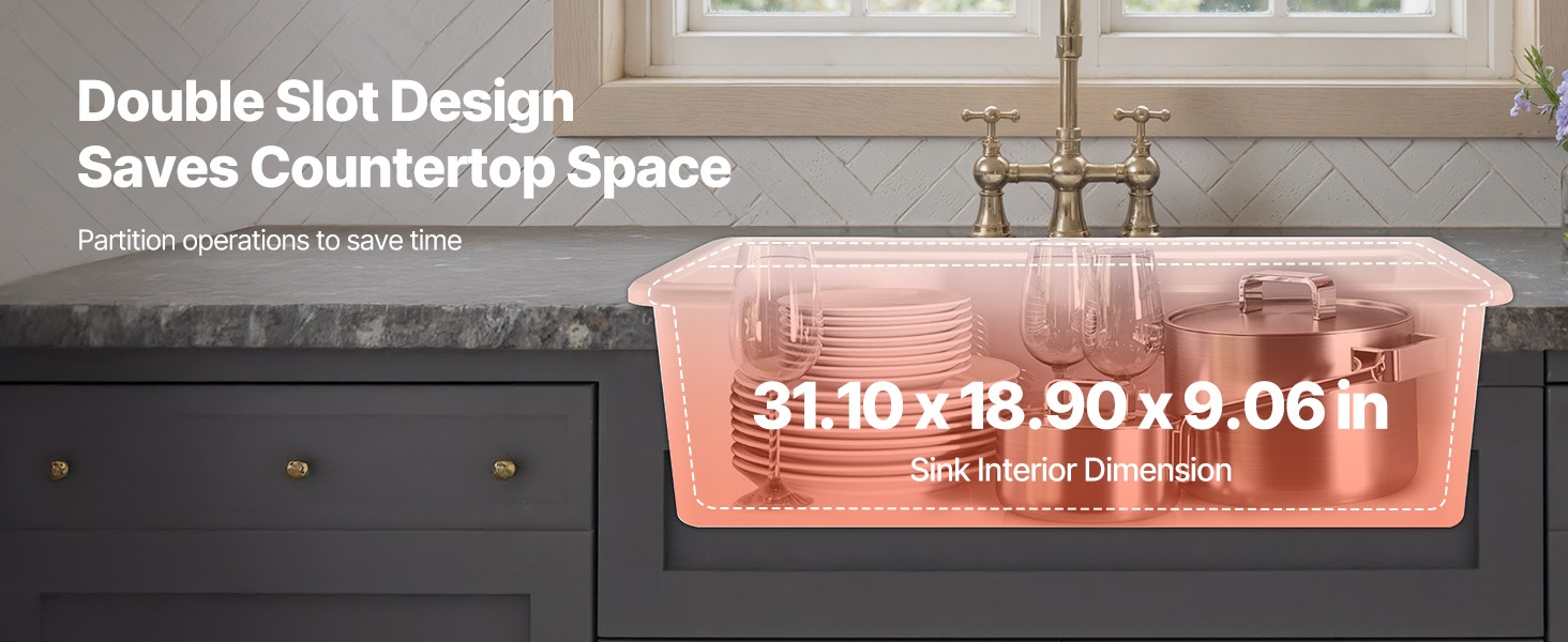 Syvä valkoinen allas, suuri kapasiteetti