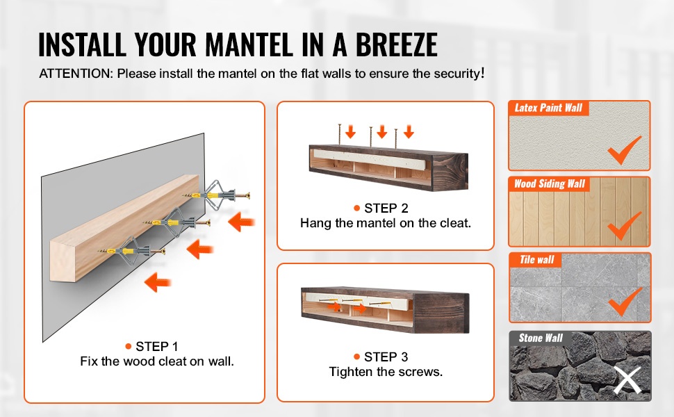 Takkahyllyn seinäkiinnitys