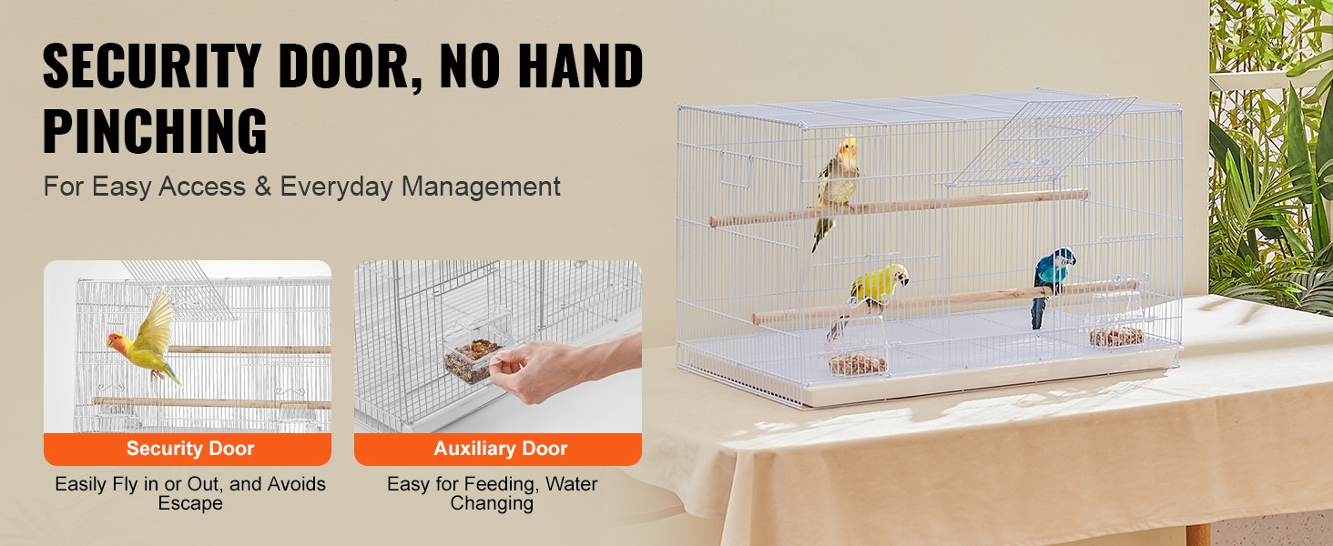 Tilava lintuhäkki avattavalla yläosalla