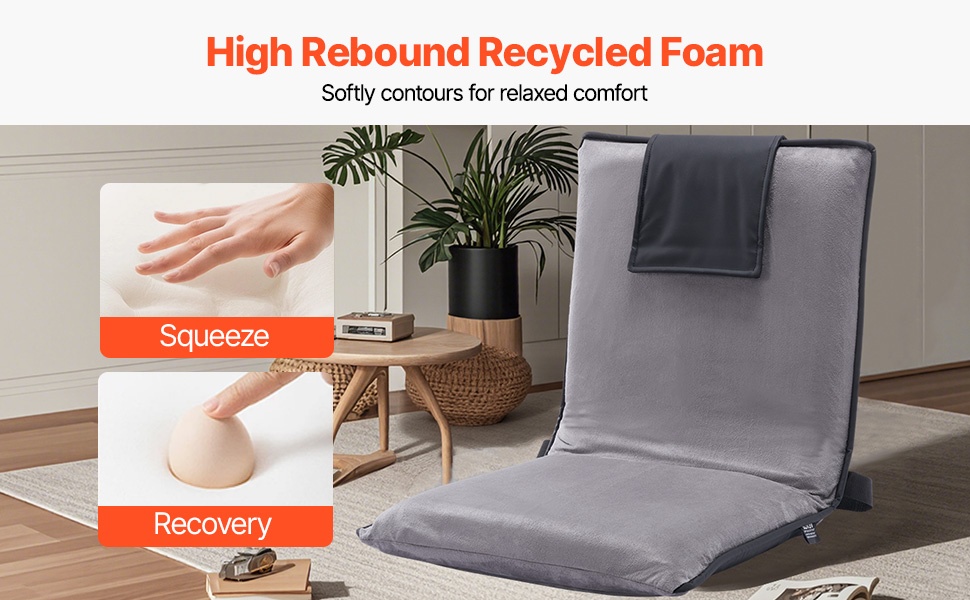 Pehmustettu lattiatason nojatuoli